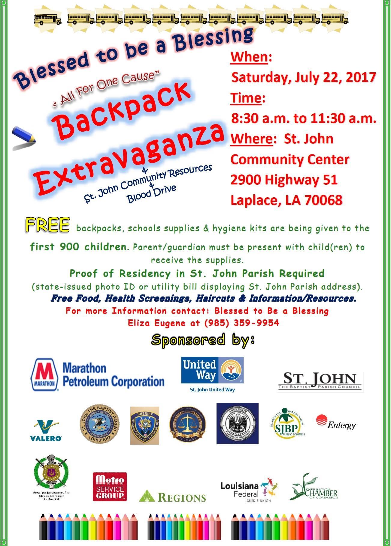 Backpack Extravaganza flyer